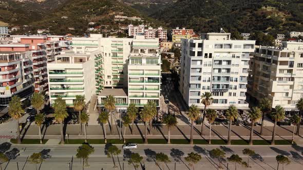 Drone Footage of the Southern Albanian Riviera City of Vlore and the Karaburun Peninsula