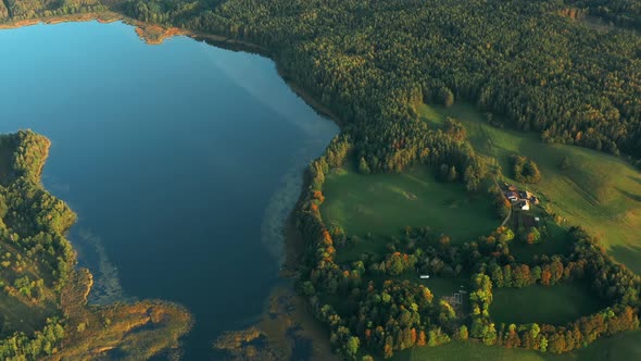 Aerial View Of Lakes Rivers Coast And Countryside Landscape