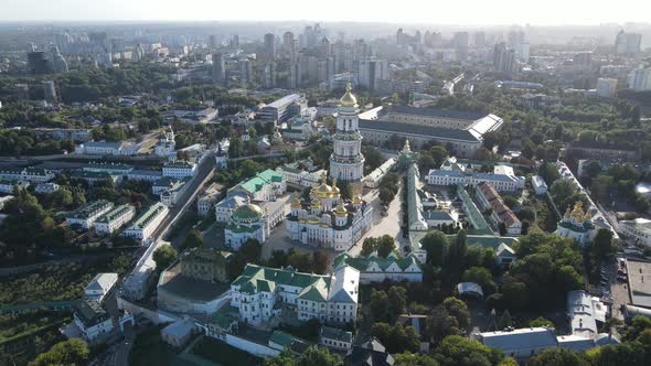 Kyiv Cityscape, Ukraine. Aerial View, Kiev. Slow Motion