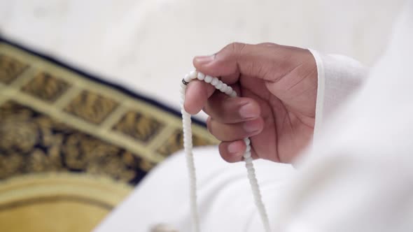 Closeup of praying beads