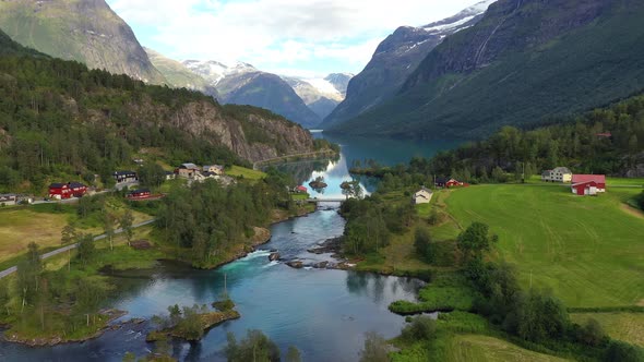 Beautiful Nature Norway Natural Landscape Lovatnet Lake.