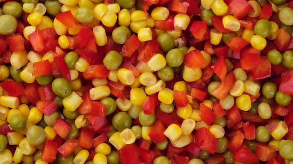 Mixed vegetables chopped paprika pepper, canned green pea and corn