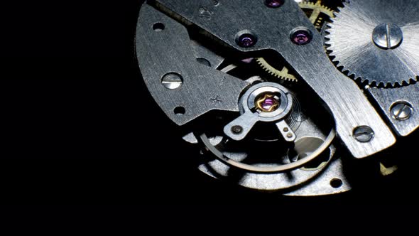 Watch Mechanism Macro loop.Old Vintage Clock Mechanism Working