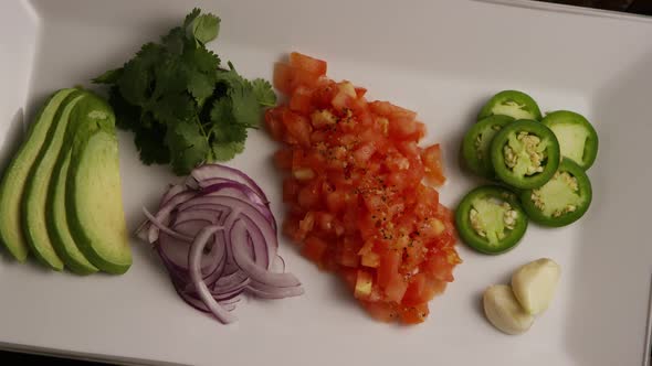 Rotating shot of beautiful, fresh vegetables on a wooden surface - BBQ 111