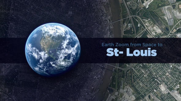 St. Louis (Missouri, USA) Earth Zoom to the City from Space