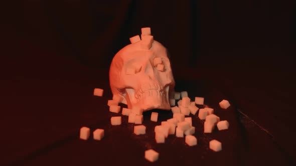 Skull and Sugar Blocks Isolated on Dark Background