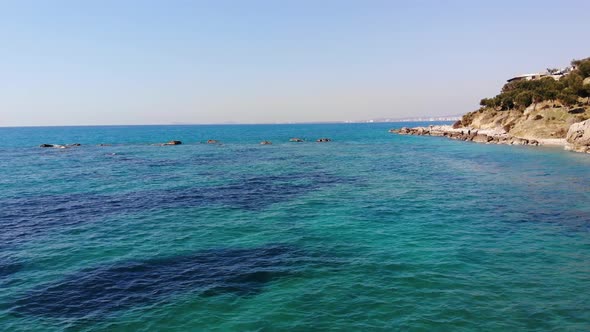 Aerial View of Beautiful Costal Shore in Vlore Albania