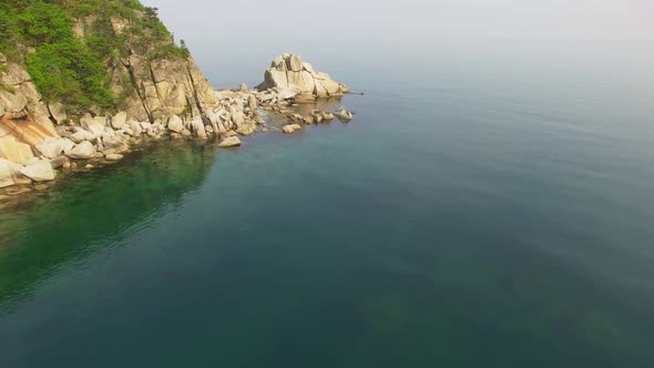 Drone View of the Beautiful Sea Coast with Clear Blue Water