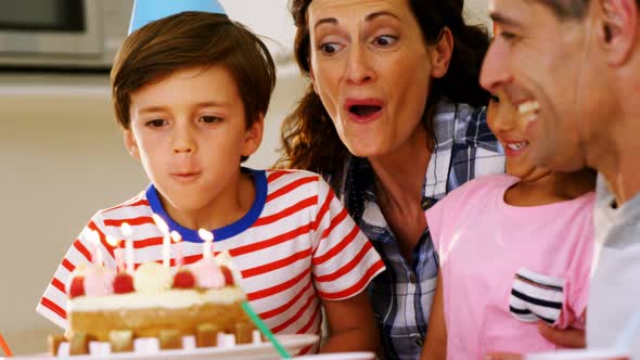 Happy family celebrating a birthday