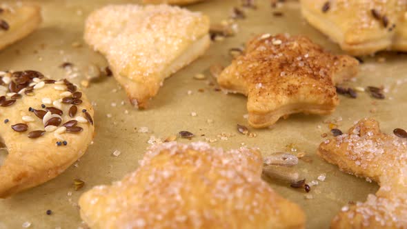 The process of making cookies from shortbread dough.