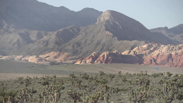 Pan right of mountains peaks in Death Valley