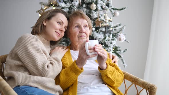 Grandmother And Granddaughter Spending Christmas Together At Home