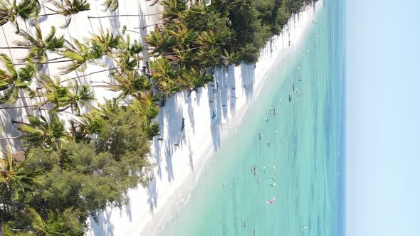 Vertical Video of the Coast of Zanzibar Island Tanzania Slow Motion