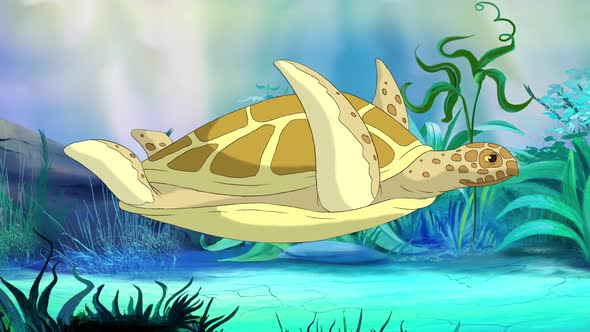 Yellow turtle underwater