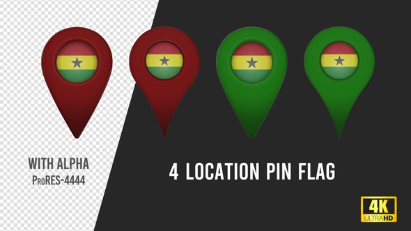 Ghana Flag Location Pins Red And Green