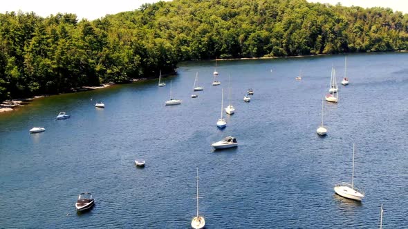 Mallet's Bay on Lake Champlain in summer - Drone 4k flyover