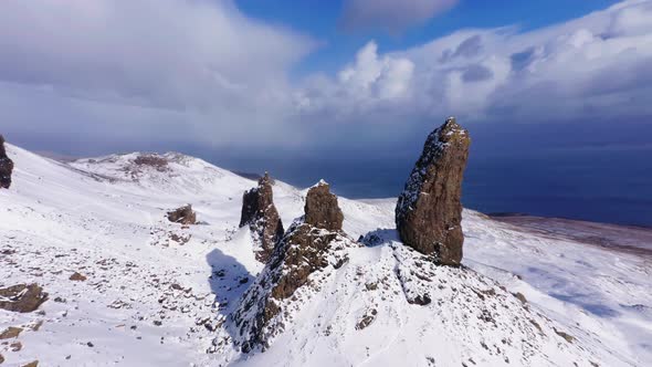 Rock needle 'Old man of Storr', Portree, Isle of the Sky, Scotland