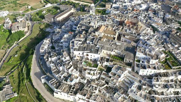 Aerial view of old town, Ostuni, Apulia, Italy