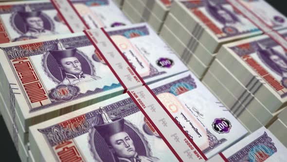 Mongolian Togrog, Tugrik money banknotes pack seamless loop