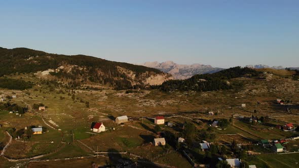 Aerial Shot of the Mountain Village of Korita in Montenegro