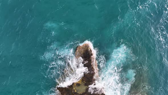 Awesome sea rocky texture aerial view 4 K Turkey Alanya