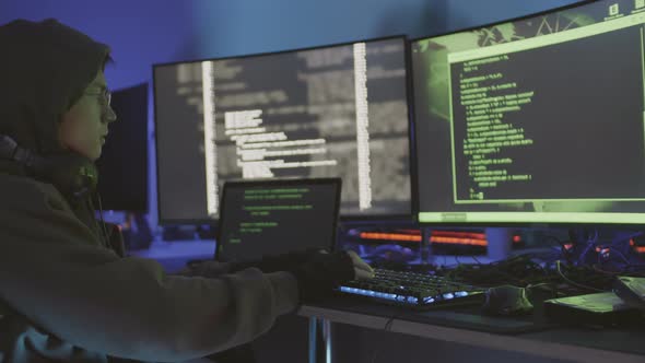 Hacker Using Multiple Computers