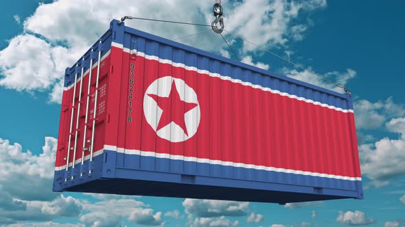 Container with Flag of North Korea