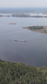 Vertical Video Aerial View of the Dnipro River  the Main River of Ukraine