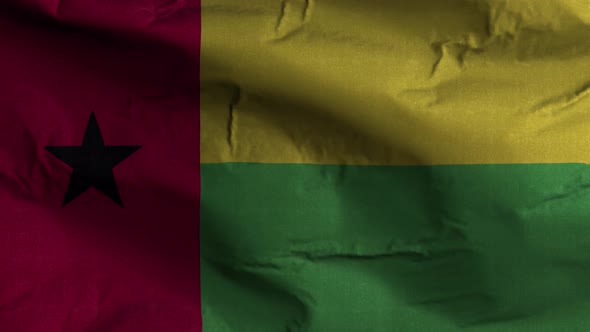 Guinea Bissau Flag Textured Waving Background 4K