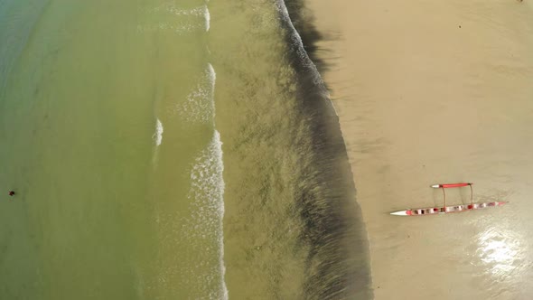 Aerial View Of Beach And Seaside, Coastline  of Carbis Bay, St Ives, Cornwall, Penzance