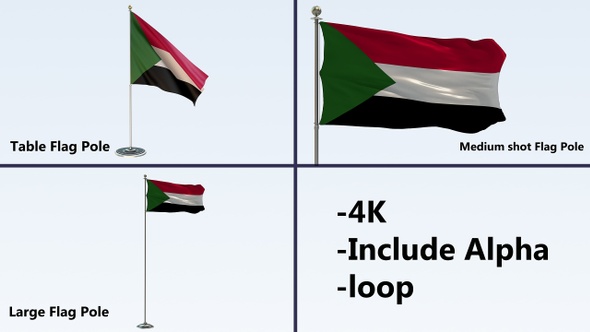 Sudan Flag Pole Pack 4k-Loop