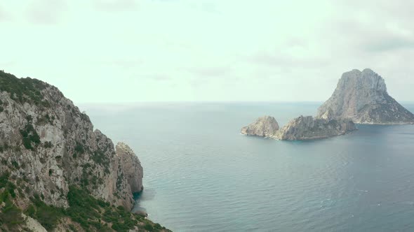 Spain Ibiza, beautiful Balearic island showing Es Vedra.