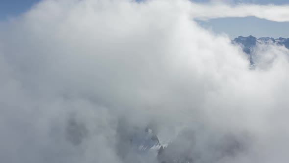 Aerial view of mountain peak in wintertime, Lucerne, Switzerland.