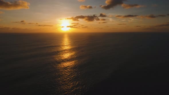 Water Surface Aerial View at Sunset