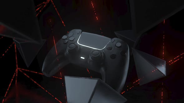 Playstation gamepad among red line