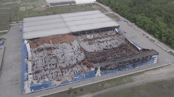 War in Ukraine Destroyed Warehouse in Bucha