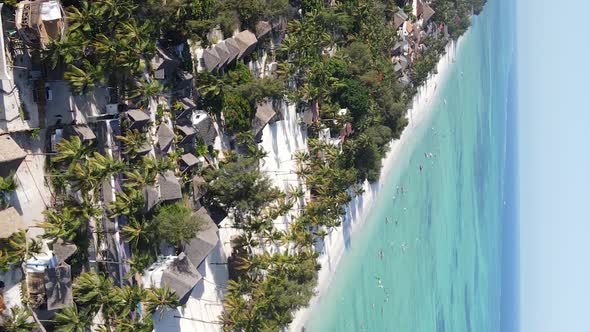 Zanzibar Tanzania  Vertical Video of the Ocean Near the Coast Slow Motion