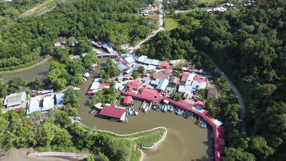 Aerial view Pulau Betong fishing village