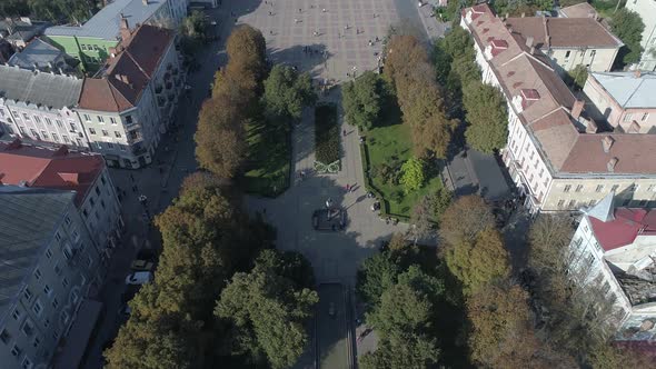 Aerial view of Theatre Square and buildings