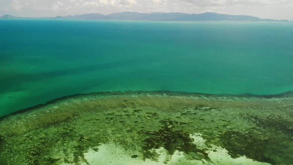 View of Amazing Coral Reefs. Picturesque Drone View of Tranquil Blue Sea and Beautiful Coral Reefs