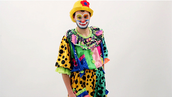 Funny Clown Walking Around 