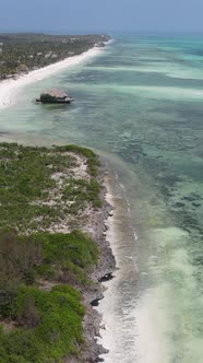 Tanzania  Vertical Video of the Ocean Near the Coast of Zanzibar Slow Motion