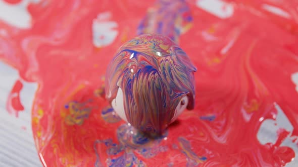 Painting Easter Eggs Preparation for Spring Holiday Liquid Marble Texture Marble Ink Colorful Fluid