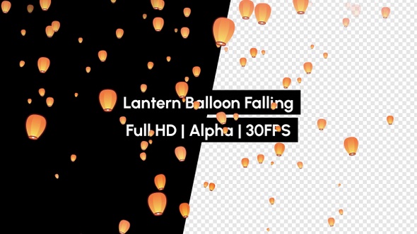 New Year Lanterns Balloon Falling with Alpha