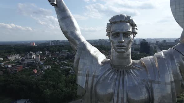 Kyiv, Ukraine: Aerial View of the Motherland Monument.