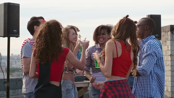 Young People Enjoying Day Party on Rooftop