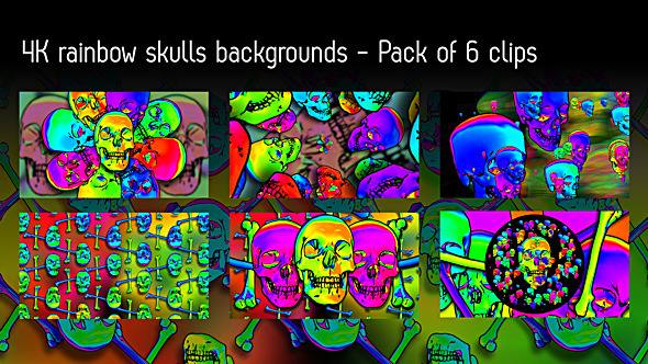 Rainbow Skulls Background - Pack Of 6 Videos