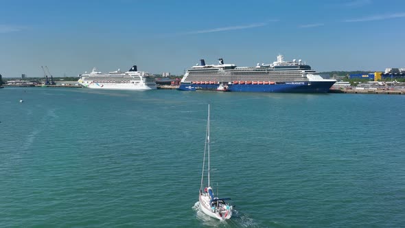 A Sailing Yacht Entering the Port of Southampton