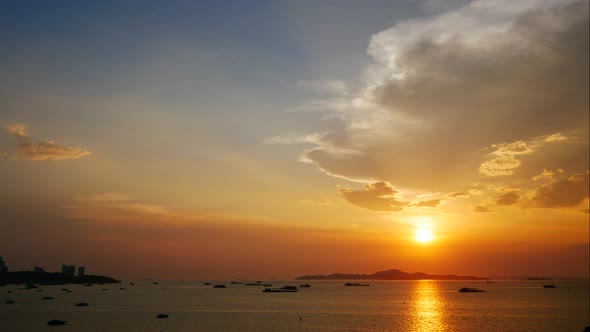 Beautiful sunset on the tropical beach and sea