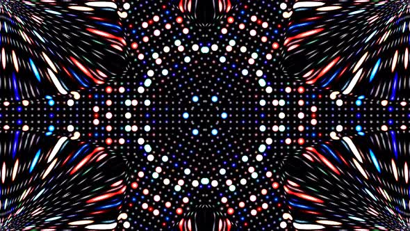 circle shape set of dots wave motion, colorful, on black background
